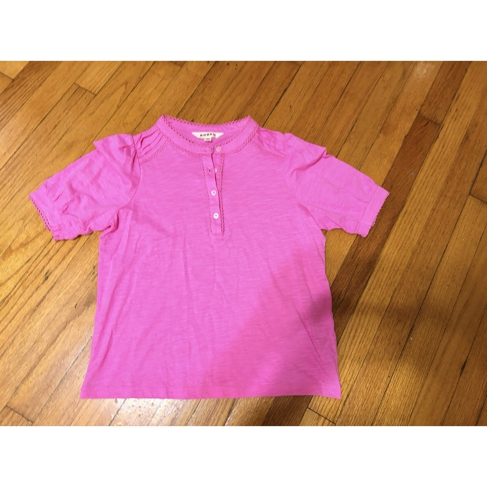 Boden Cotton Blouse Top Women Short Sleeve Pink - M